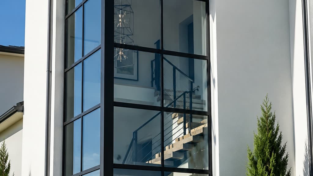 Immeuble Hay Riad — mur rideau aluminium, trames verticales fines et vitrage toute hauteur.
